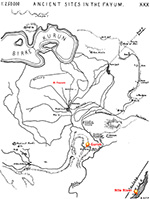 Petrie’s sketch map of ancient sites in the Fayum including Gurob