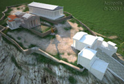 Aerial view of the Acropolis with access ramp/stairs added below the Propylaea