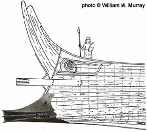 Showing how the Athlit ram could have been fitted to the hull of a warship