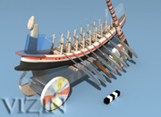 Rendering from an early virtual reality model of the Gurob ship; © 2006 Institute for the Visualization of History, Inc