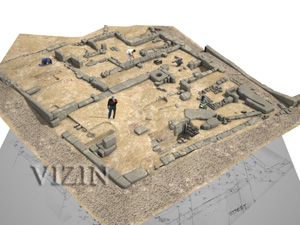Rendering from the as-excavated 3D model of House 7; © 2008 Institute for the Visualization of History, Inc.
