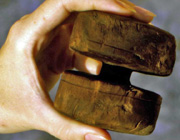 A typical wooden toggle, or ‘yo-yo’ (so-called because of its shape; although we do not yet know its function), from the Kyrenia wreck; © 1979 Susan W. Katzev.