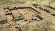 Rendering from the Learning Sites 3D model of the as-excavated remains of the so-called Ashur-nasir-pal building of the Central Palace area, reconstructed from excavation photographs and drawings and to be used as the basis for a 3D reconstruction of the structure; © 2005 Learning Sites, Inc.