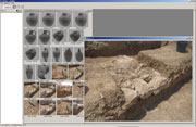 Photo browser window showing a list of selected thumbnails and a zoomed image; © 2012 REVEAL and the Institute for the Visualization of History, Inc.