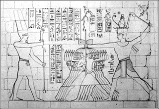 Frédéric Caillaud’s drawing (c.1821 or 1822) of the carvings on the outer wall of the pylon of Temple B700